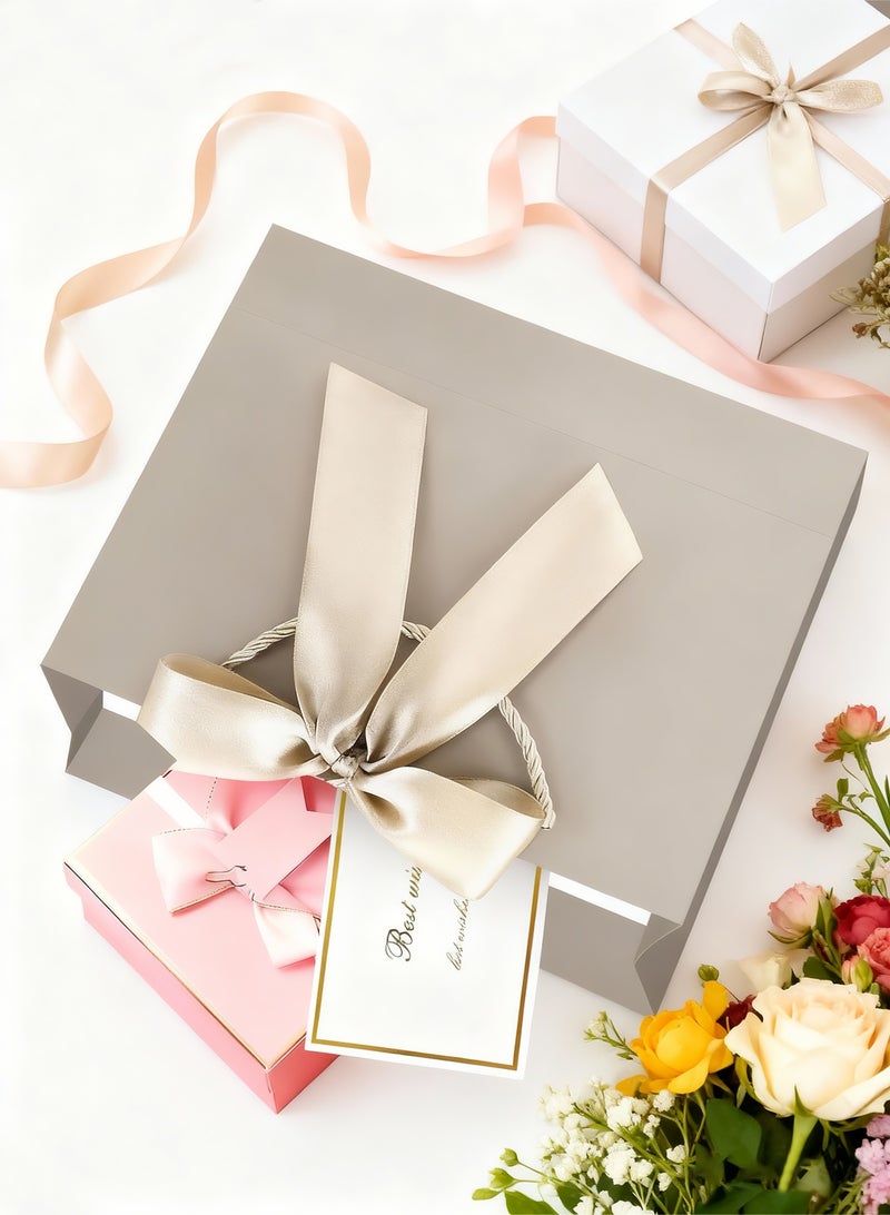 Gift Bag, 4PCS Gift Bags Large with Ribbon and 4 Greeting Cards 8 Tissue Paper, Portable Paper Gift Bag Luxury Bag with Handles, Birthday Gift Bags,Present Bags for Wedding Party Mothers Day Valentines Day  Baby Shower(12.6" x 9.8" x 4.3"/32X25X11CM) - view 3